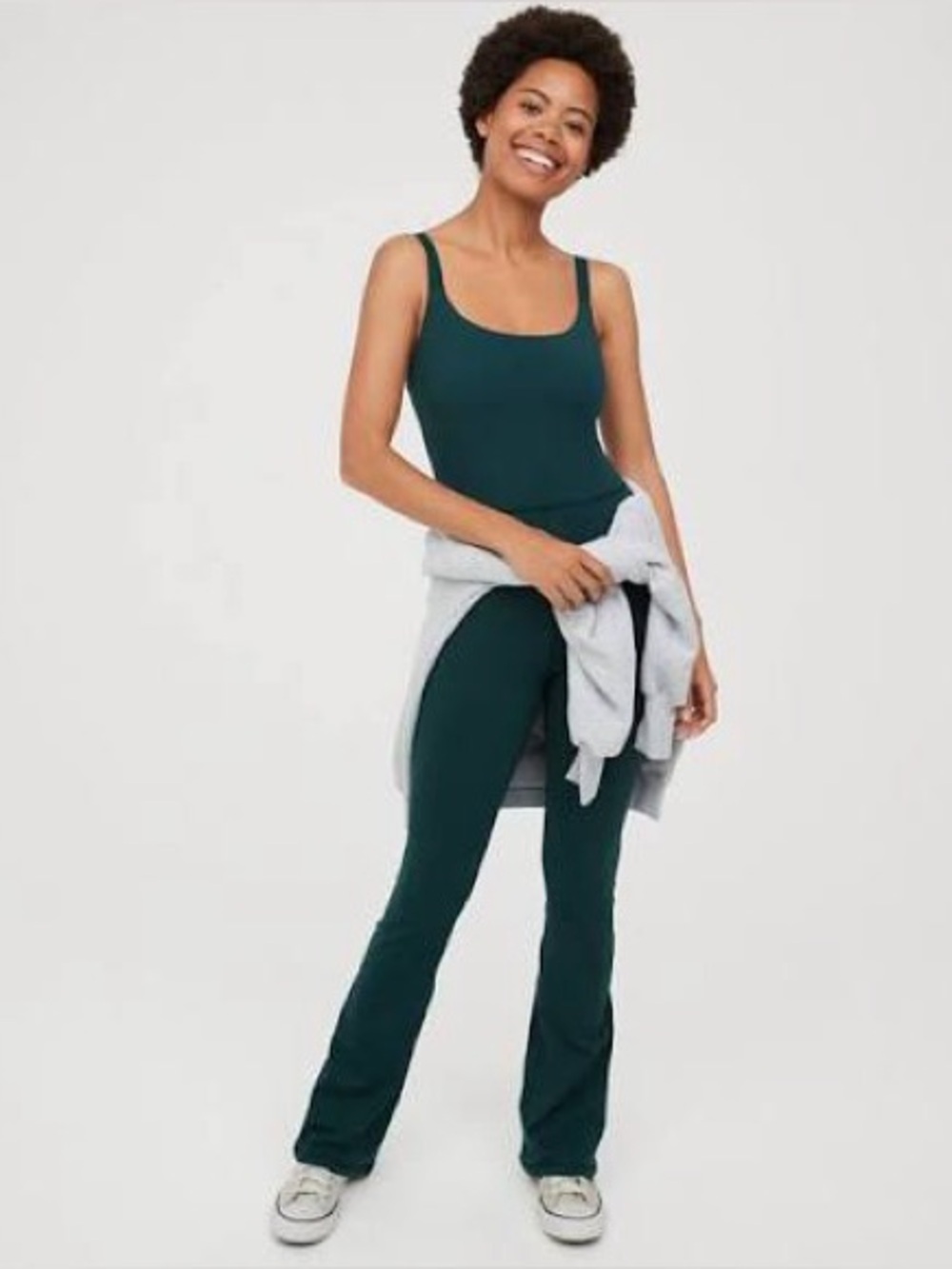 Offline Aerie The Hugger Bootcut Full Length Jumpsuit Forest Green XS Casual - Picture 11 of 12